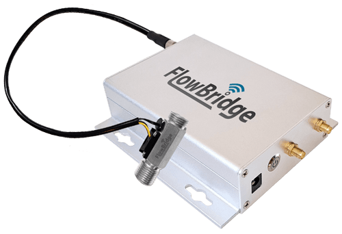 A FlowBridge gateway unit with an in-line beer flow sensor connected to it
